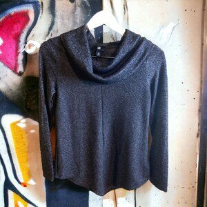 IZ Bayer Womens Sweater XS  Blue Cowl Neck Pullover Knit Longsleeve Normcore